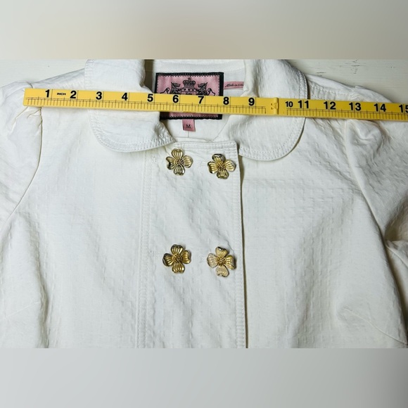 VTG Y2K 2000’s Juicy Couture Cream Double Breasted Trench Coat Size M - Picture 12 of 16